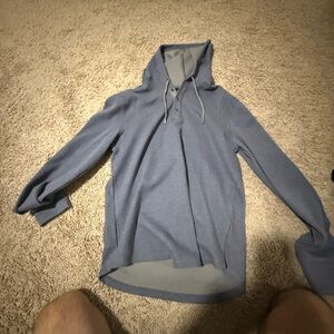 Blue Hooded Long Sleeve Shirt
